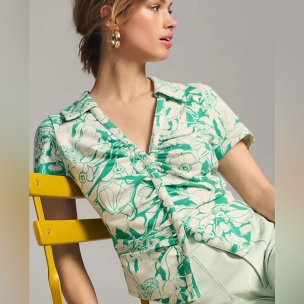 Maeve Ruched Blouse In Assorted Size L